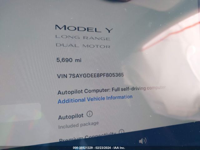 7SAYGDEE8PF805365 Tesla Model Y