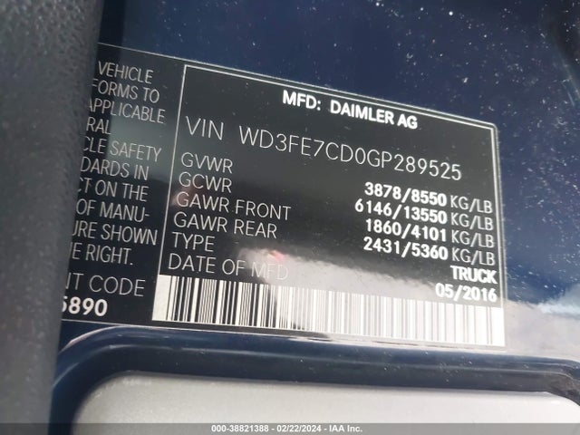 Mercedes-Benz Sprinter 2500 Normal Roof 2016 WD3FE7CD0GP289525 Image 9