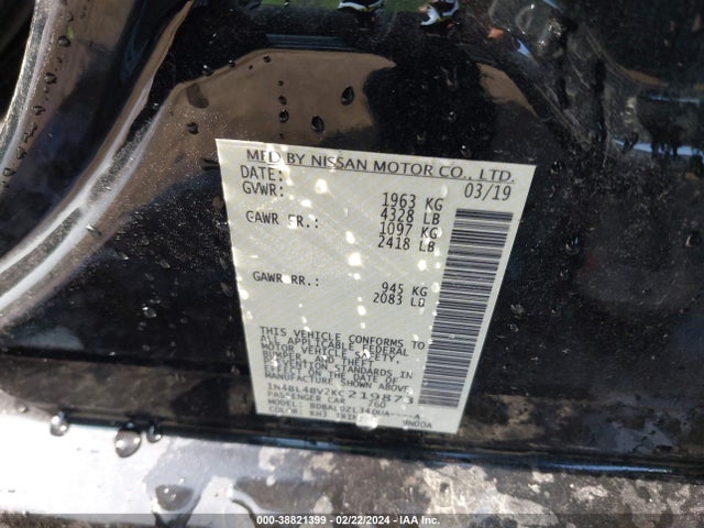 Nissan Altima 2.5 S 2019 1N4BL4BV2KC219873 Image 9
