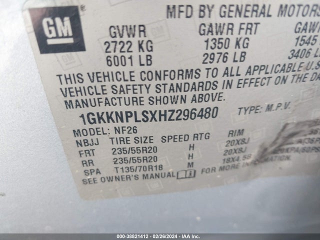 GMC Acadia Denali 2017 1GKKNPLSXHZ296480 Image 9