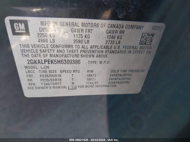 GMC Terrain Slt 2017 2GKALPEK5H6309386 Image 9