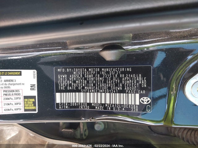 Toyota Corolla Se Nightshade Edition 2021 5YFS4MCE3MP091241 Image 9