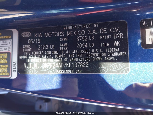 KIA Forte Lxs 2019 3KPF24AD7KE137833 Image 9