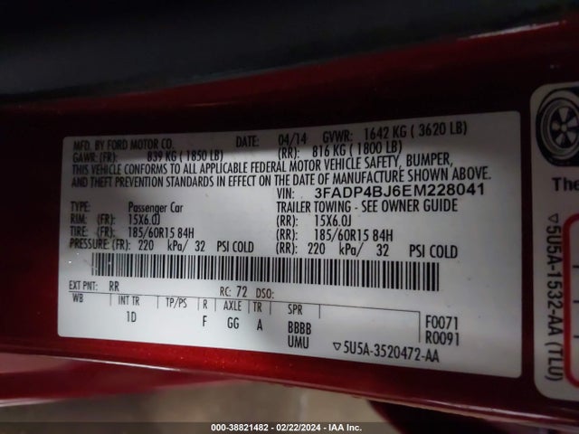 Ford FIESTA SE 2014 3FADP4BJ6EM228041 Image 9