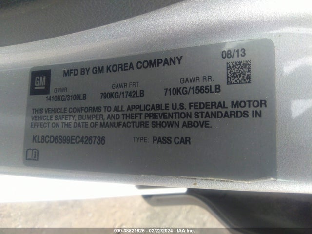 Chevrolet Spark 1lt Auto 2014 KL8CD6S99EC426736 Image 9