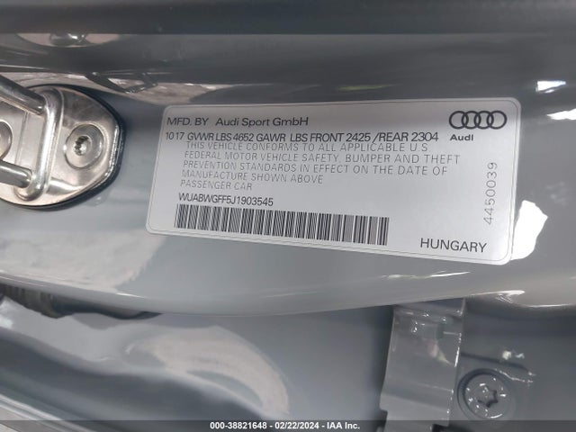 Audi Rs 3 2.5t 2018 WUABWGFF5J1903545 Image 9