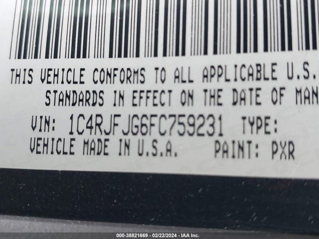 1C4RJFJG6FC759231 Jeep Grand Cherokee Summit