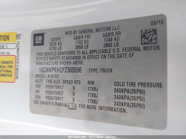 Chevrolet Silverado 1500 Wt 2015 1GCNKPEH2FZ365596 Image 9