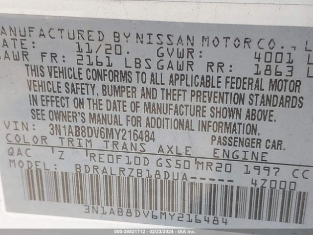 2021 NISSAN SENTRA 3N1AB8DV6MY216484 Photo 8