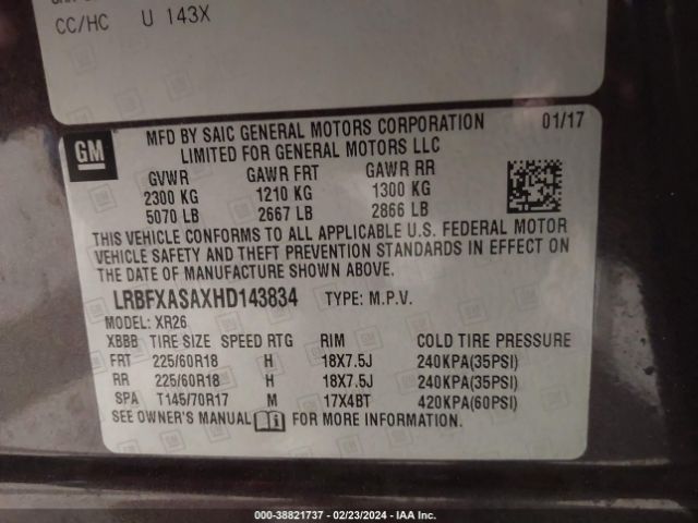 LRBFXASAXHD143834 Buick Envision Preferred