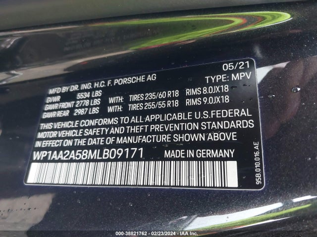 2021 PORSCHE MACAN WP1AA2A58MLB09171 Photo 8