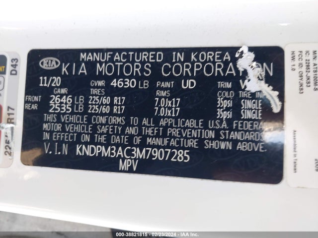 KIA Sportage Lx 2021 KNDPM3AC3M7907285 Image 9