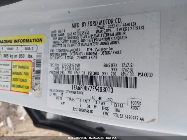 1FA6P0H77E5403013 Ford FUSION SE