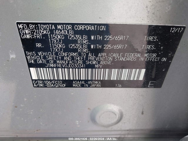 Toyota Rav4 Xle 2018 JTMRFREV0JD230341 Image 9