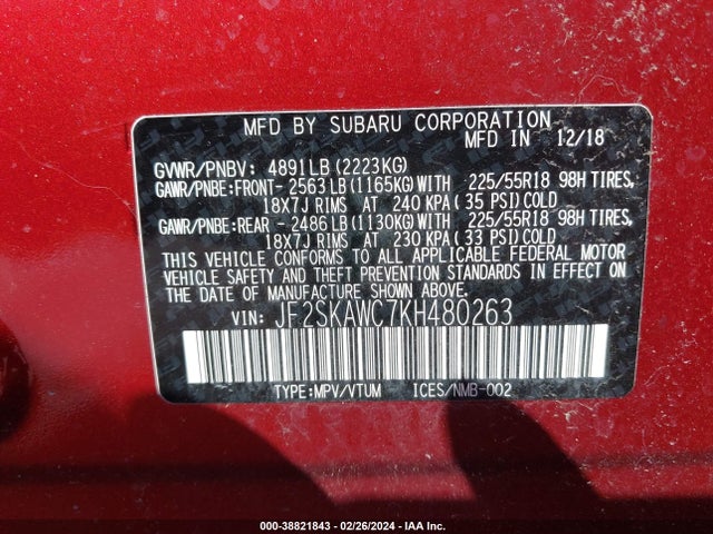 Subaru Forester Touring 2019 JF2SKAWC7KH480263 Image 9