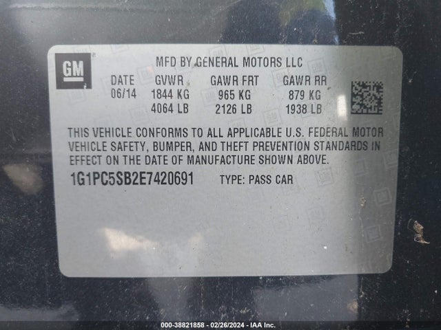 Chevrolet Cruze 1lt Auto 2014 1G1PC5SB2E7420691 Image 9