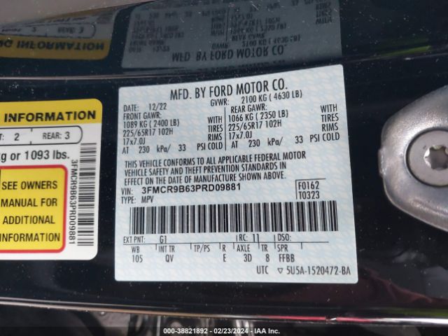 3FMCR9B63PRD09881 Ford Bronco Sport Big Bend