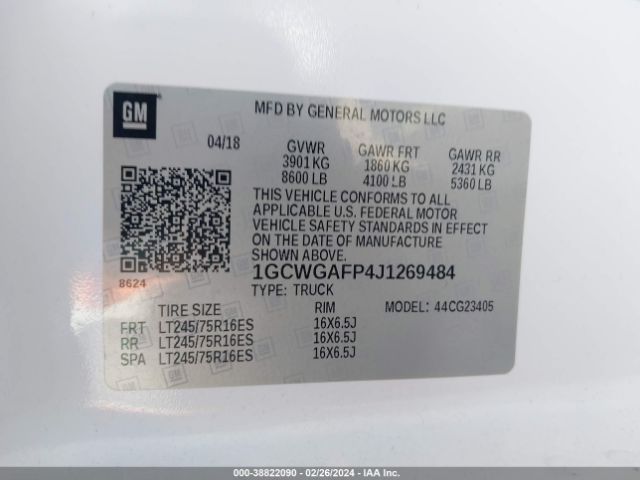 1GCWGAFP4J1269484 Chevrolet Express 2500 Work Van