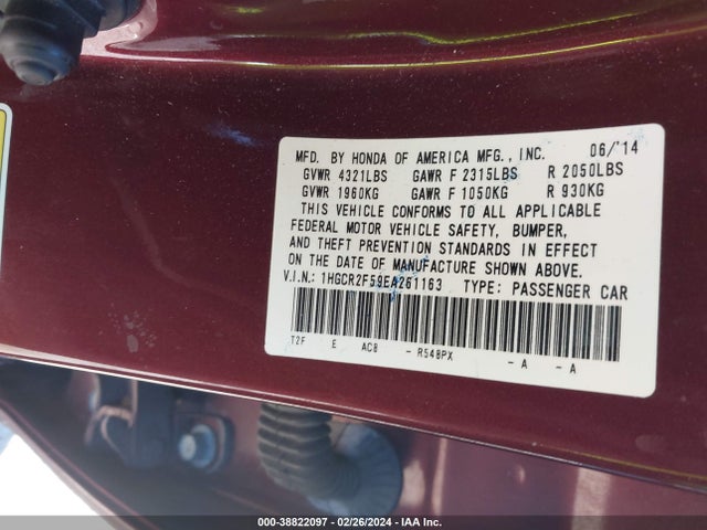 Honda Accord Sport 2014 1HGCR2F59EA261163 Image 9