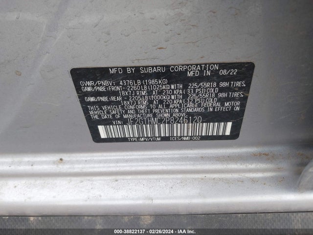 Subaru Crosstrek Limited 2023 JF2GTHMC2P8246120 Image 9
