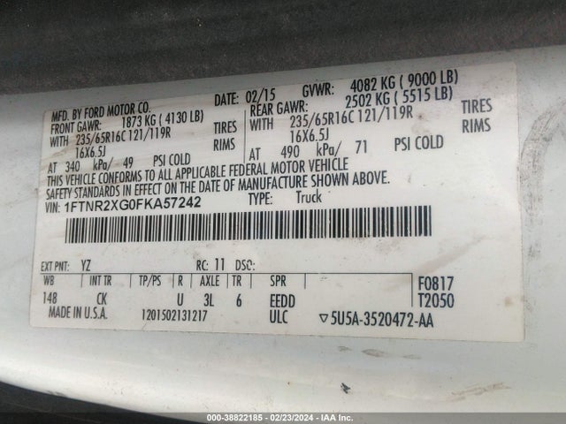 Ford Transit-250 2015 1FTNR2XG0FKA57242 Image 9