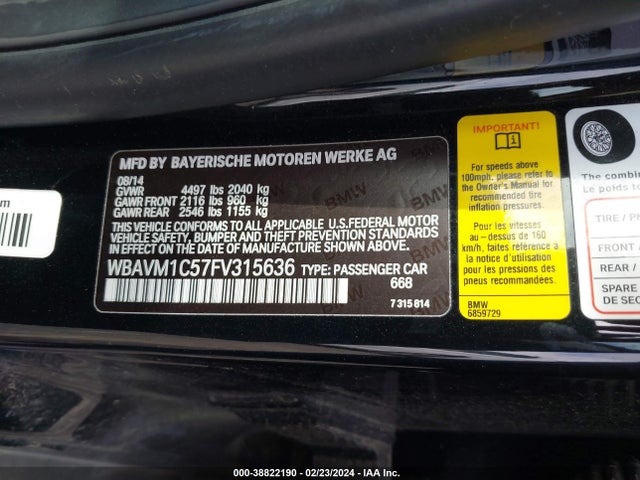 BMW X1 Sdrive28i 2015 WBAVM1C57FV315636 Image 9