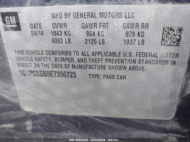 Chevrolet Cruze 1lt Auto 2014 1G1PC5SB8E7356723 Image 9