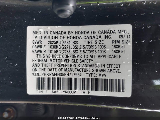 Honda CR-V LX 2014 2HKRM4H35EH717957 Image 9