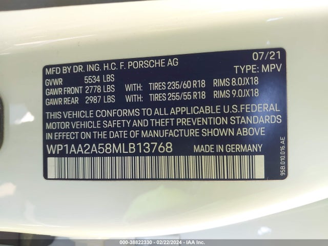 2021 PORSCHE MACAN WP1AA2A58MLB13768 Photo 8