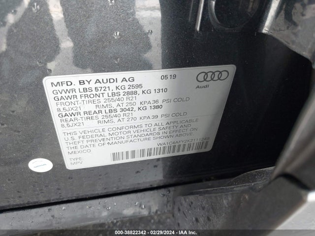WA1C4AFY2K2111249 Audi Sq5 3.0t Premium