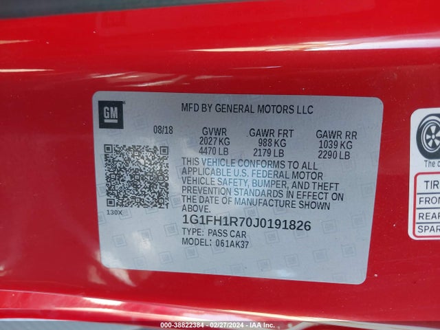 Chevrolet CAMARO 2SS 2018 1G1FH1R70J0191826 Image 9