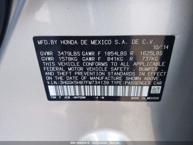 3HGGK5H87FM734139 Honda Fit Ex/ex-l