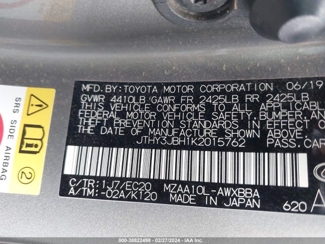 Lexus Ux 200 Luxury 2019 JTHY3JBH1K2015762 Image 9