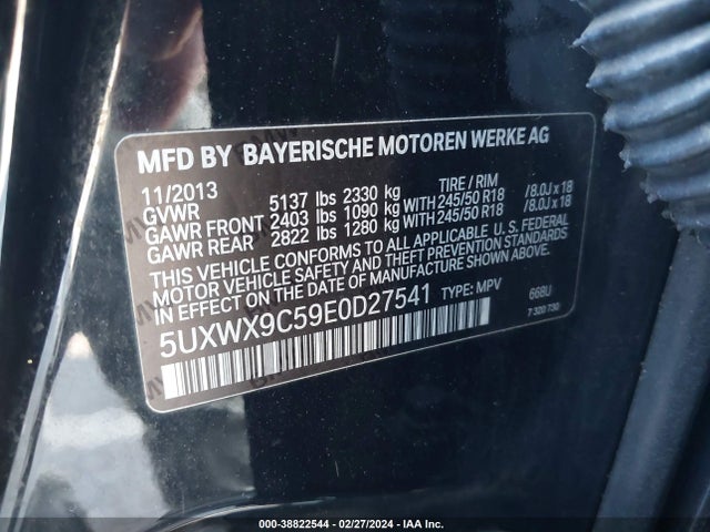 BMW X3 Xdrive28i 2014 5UXWX9C59E0D27541 Image 9