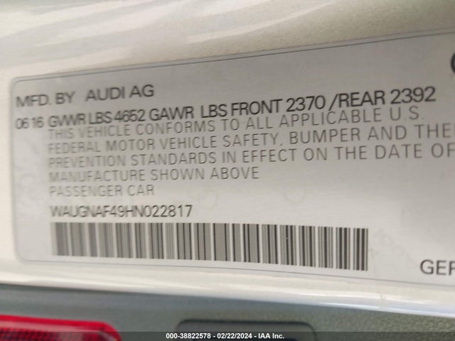 Audi A4 2.0t Premium 2017 WAUGNAF49HN022817 Image 9