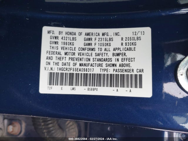 Honda Accord Sport 2014 1HGCR2F55EA098317 Image 9