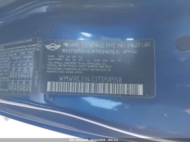 2003 MINI COOPER S WMWRE33433TD58558 Photo 8