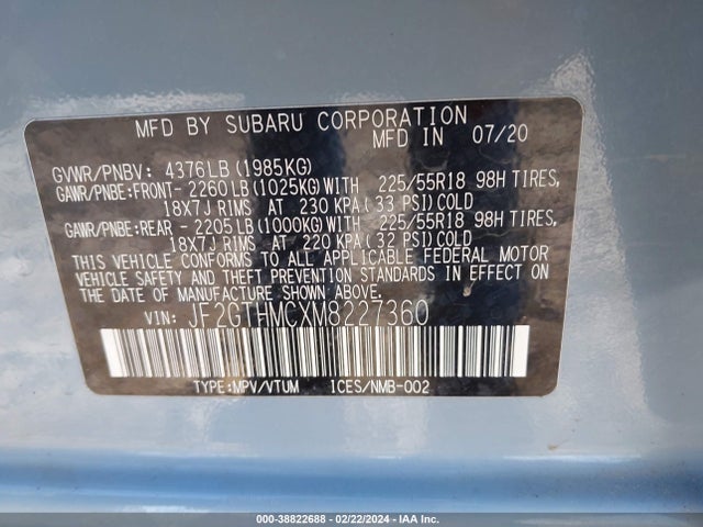 Subaru Crosstrek Limited 2021 JF2GTHMCXM8227360 Image 9