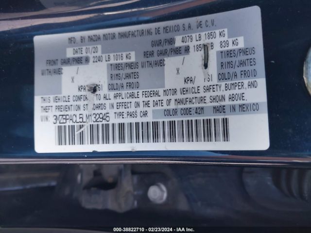 3MZBPACL5LM132945 Mazda Mazda3 Select Package