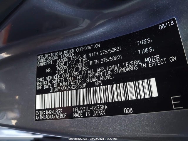 Lexus Lx 570 Three-row 2019 JTJHY7AX9K4282308 Image 9