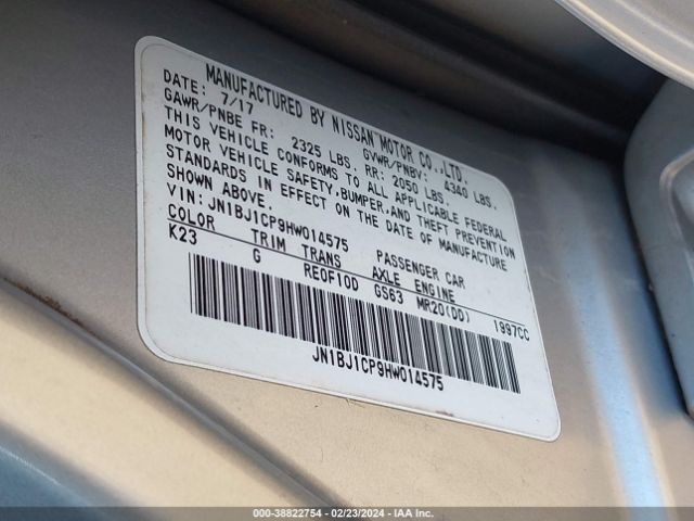 JN1BJ1CP9HW014575 Nissan Rogue Sport Sv