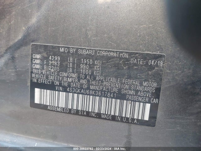 Subaru Impreza 2.0i Limited 2019 4S3GKAU68K3617841 Image 9
