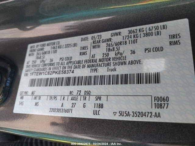Ford F150 Supercrew 2023 1FTEW1C82PKE58374 Image 9