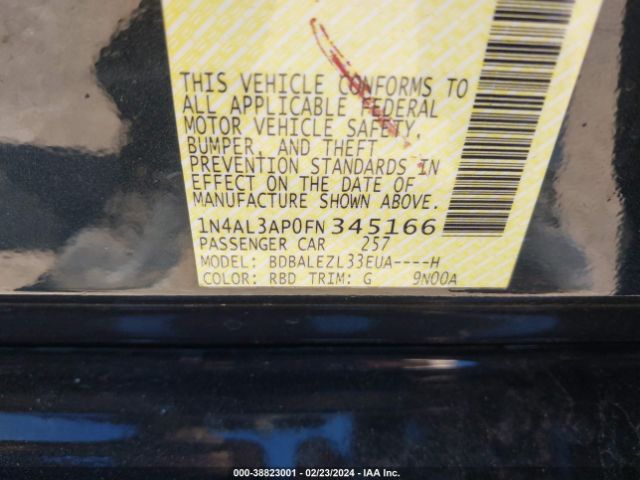 1N4AL3AP0FN345166 Nissan Altima 2.5/s/sv/sl