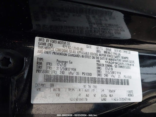 Ford FOCUS SE 2015 1FADP3K2XFL338418 Image 9