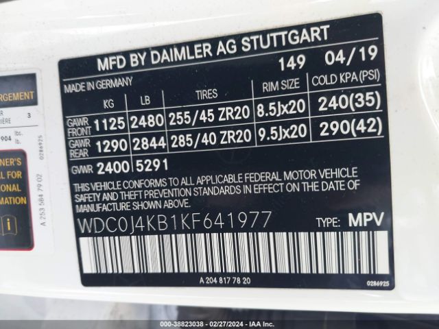 WDC0J4KB1KF641977 Mercedes-Benz Glc Coupe 300 4matic