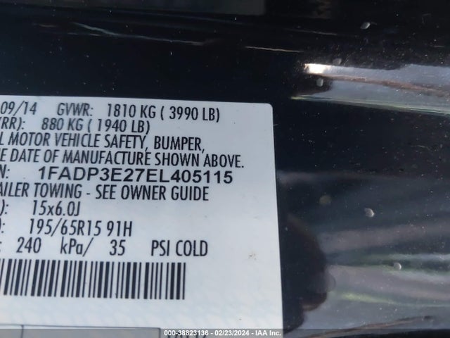 Ford FOCUS S 2014 1FADP3E27EL405115 Image 9