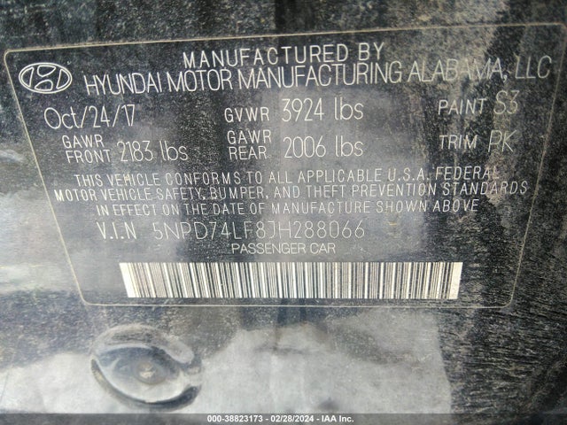 Hyundai ELANTRA SE 2018 5NPD74LF8JH288066 Image 9