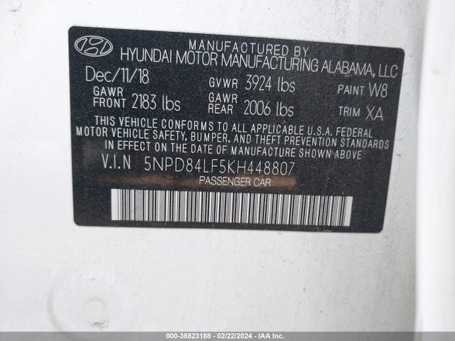 Hyundai Elantra Value Edition 2019 5NPD84LF5KH448807 Image 9