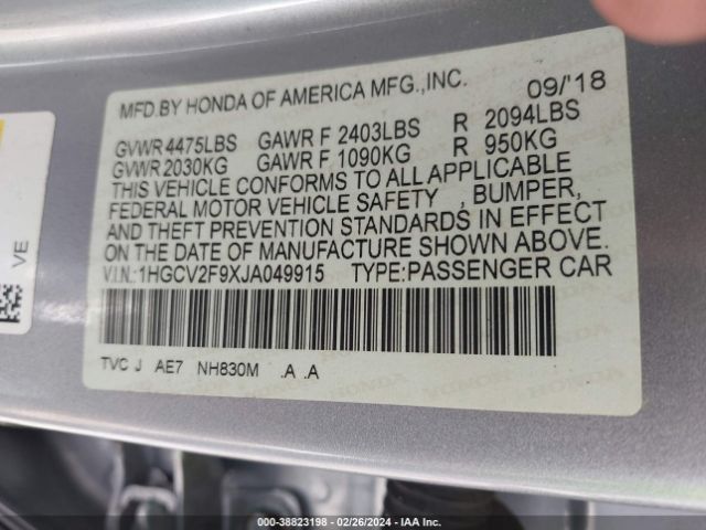 1HGCV2F9XJA049915 Honda Accord Touring 2.0t
